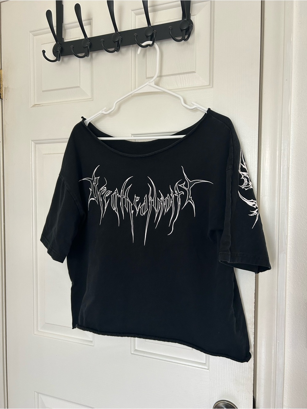 Off-Shoulder Graphic Short Sleeve Top - BreatheDivinity